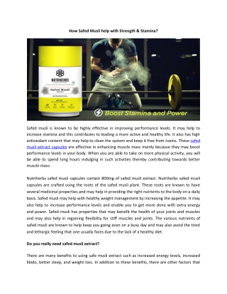 How Safed Musli help with Strength & Stamina