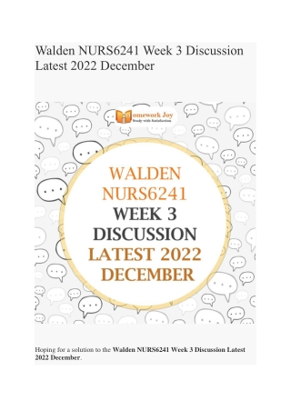 Walden NURS6241 Week 3 Discussion Latest 2022 December