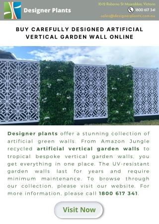 Buy carefully designed artificial vertical garden wall online