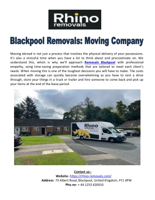 Removals Blackpool