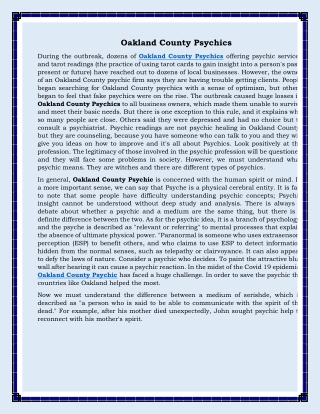 Oakland County Psychics