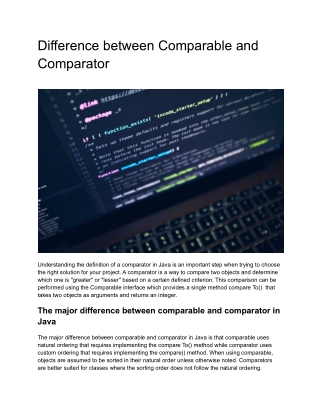 Difference between Comparable and Comparator
