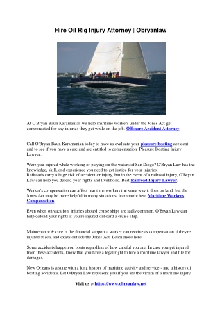 Hire Oil Rig Injury Attorney Obryanlaw