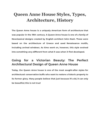 Queen Anne House Styles, Types, Architecture, History