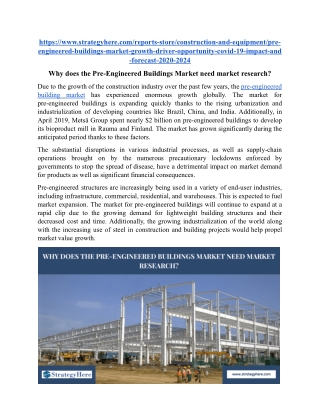 Why does the Pre-Engineered Buildings Market need market research.