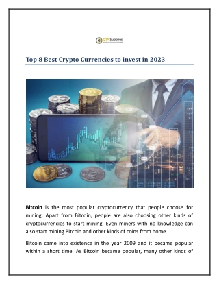 Top 8 Best Crypto Currencies to invest in 2023