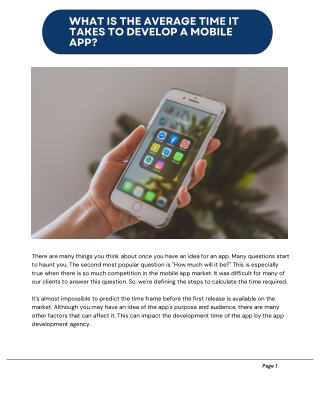 What is the Average Time it takes to Develop a Mobile App