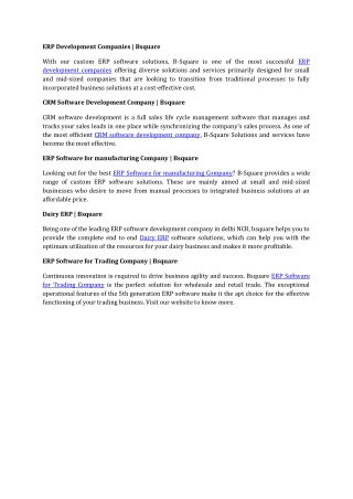 ERP Software Development | Bsquare