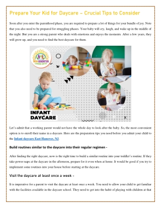 Prepare Your Kid for Daycare