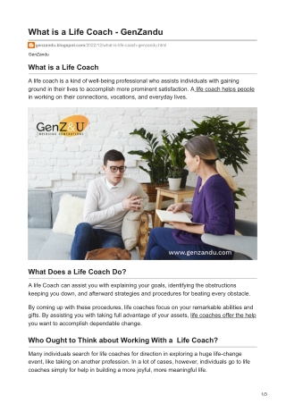 What is a Life Coach - GenZandu