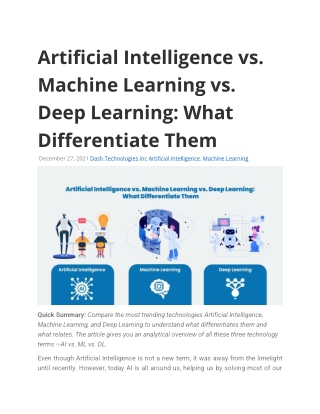 Artificial Intelligence vs. Machine Learning vs. Deep Learning: What Differentia