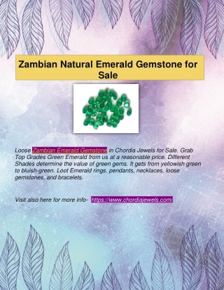 Zambian Natural Emerald Gemstone for Sale