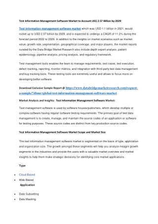 Test Information Management Software Market to Account US 2.57 Billion by 2029