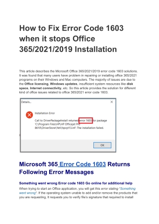 How to fix the Error code 1603 that stops office 2021 installation