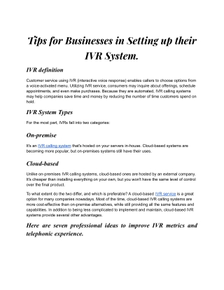 Tips for businesses in setting up their IVR system