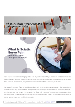 What Is Sciatic Nerve Pain And How Can A Chiropractor Help