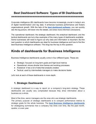 Best Dashboard Software_ Types of BI Dashboards