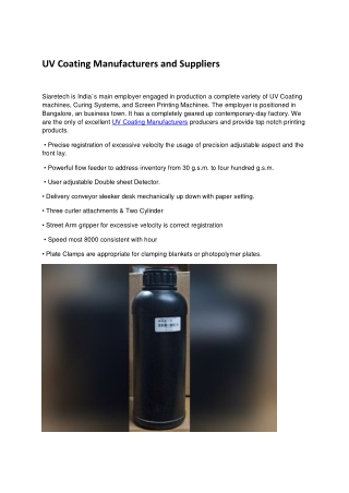 uv coating suppliers and manufacturers