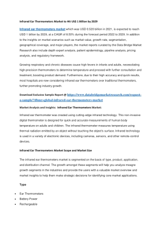 Infrared Ear Thermometers Market to Hit US 1 Billion by 2029