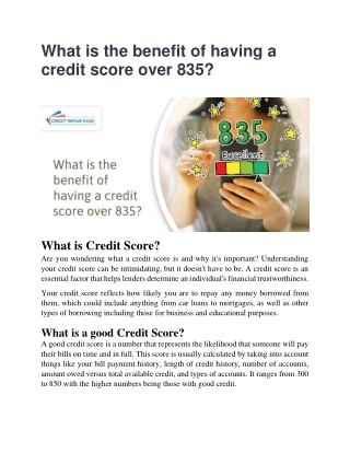 What is the benefit of having a credit score over 835