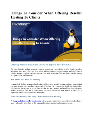Things To Consider When Offering Reseller Hosting To Clients
