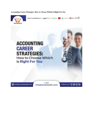Find The Best Accounting Career Strategies | Academy Tax4wealth