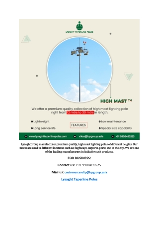 High Mast Supplier in India