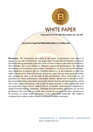 BITCON1 WHITEPAPER SYNOPSIS ver 1.1