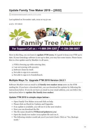 Update Family Tree Maker 2019 - 2022