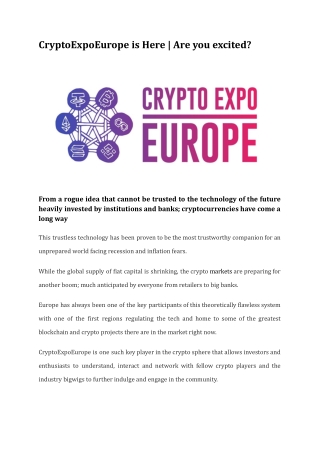 CryptoExpoEurope is Here | Are you excited? | CoinGabbar Eve...