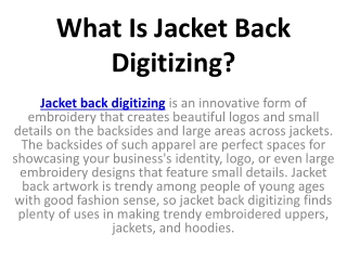 What Is Jacket Back Digitizing?