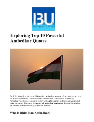 BU India -Exploring Top 10 Powerful Ambedkar Quotes