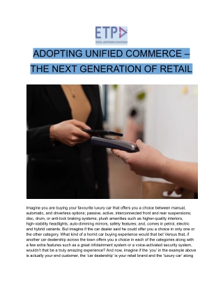 ADOPTING UNIFIED COMMERCE - The Next Generation Of Retail