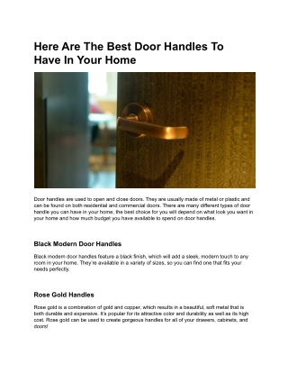 Here Are The Best Door Handles To Have In Your Home