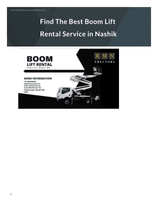 Boom Lift Rental Service in Nashik | Boom Lift Rental Service Near You- RMN Erectors