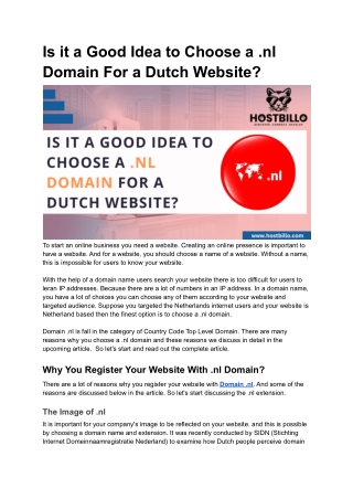 Is it a Good Idea to Choose a .nl Domain For a Dutch Website?