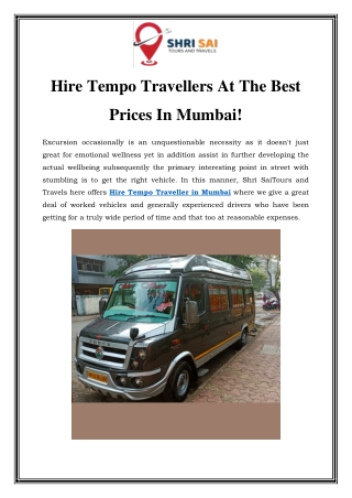 Hire Tempo Traveller in Mumbai Call-7414977033