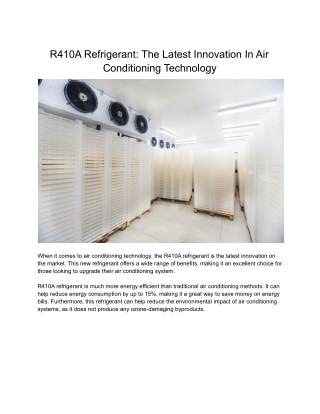 R410A Refrigerant - An Innovation In Air Conditioning Technology