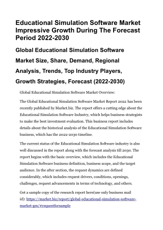 Educational Simulation Software Market Impressive Growth During The Forecast Per