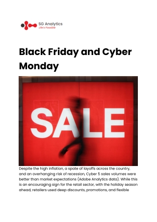 Black Friday and Cyber Monday - SG Analytics