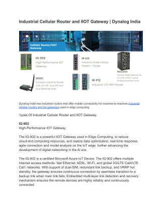 Industrial Cellular Router and IIOT Gateway _ Dynalog India