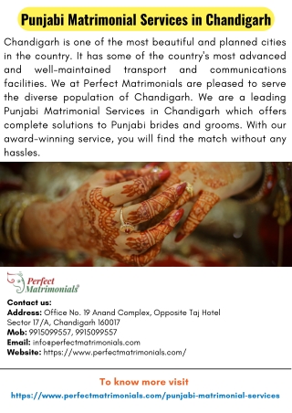 Punjabi Matrimonial Services In Chandigarh