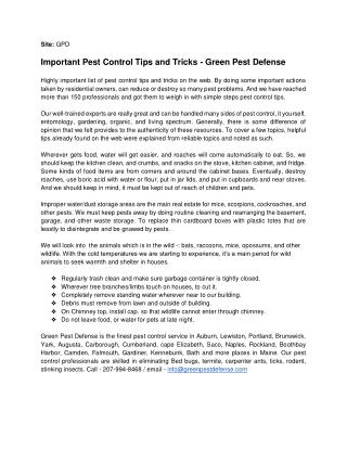 Important Pest Control Tips and Tricks - Green Pest Defense