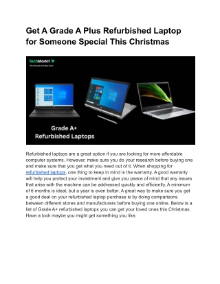 Get A Grade A Plus Refurbished Laptop for Someone Special This Christmas