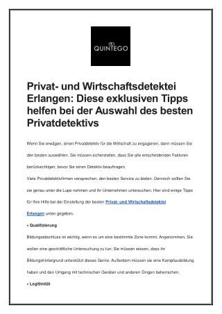 Privat- und Wirtschaftsdetektei Erlangen