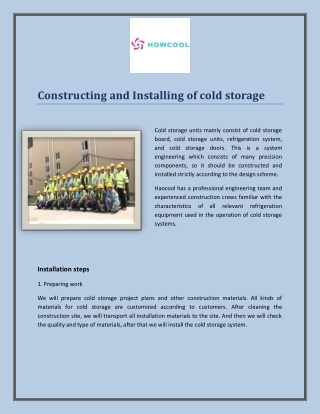 Constructing and Installing of cold storage