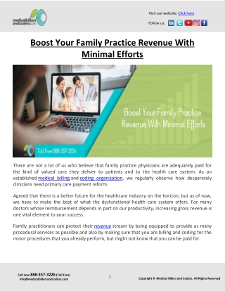 Boost Your Family Practice Revenue With Minimal Efforts