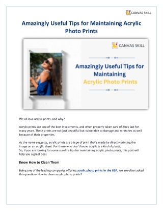 Amazingly Useful Tips for Maintaining Acrylic Photo Prints