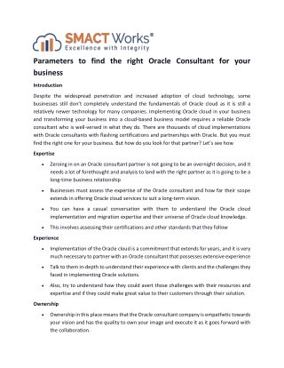 Parameters to find the right Oracle Consultant for your business