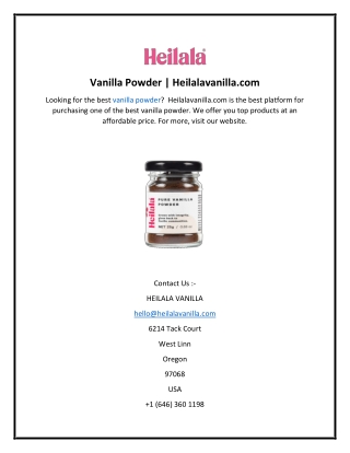 Vanilla Powder  Heilalavanilla.com